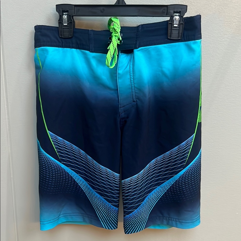 Under Armour Blue and Green Swim Trunks with Gradient Design